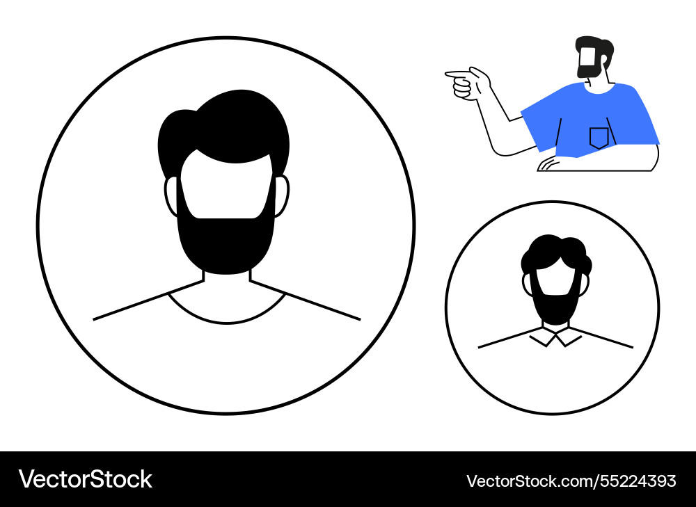 Minimalist male avatars with different facial Minimalist male avatars with different facial vector image