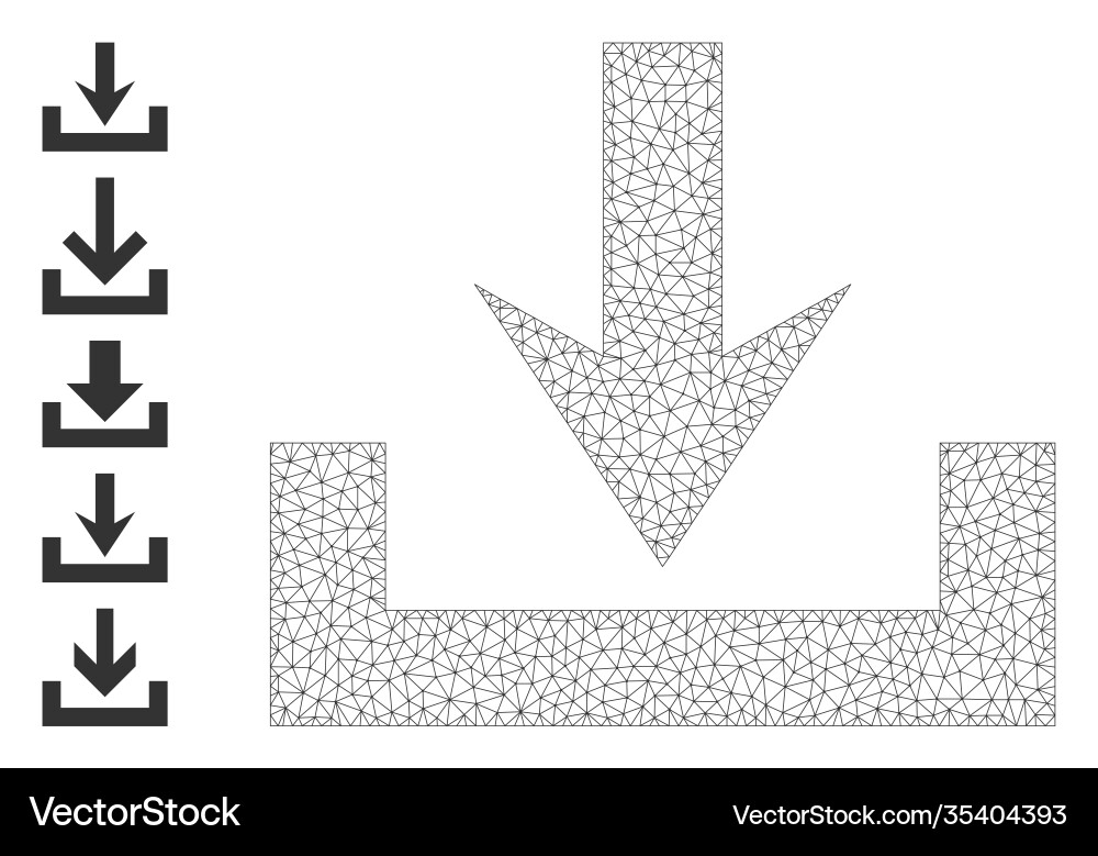 Polygonal net downloads icon with simple symbols Polygonal net downloads icon with simple symbols vector image