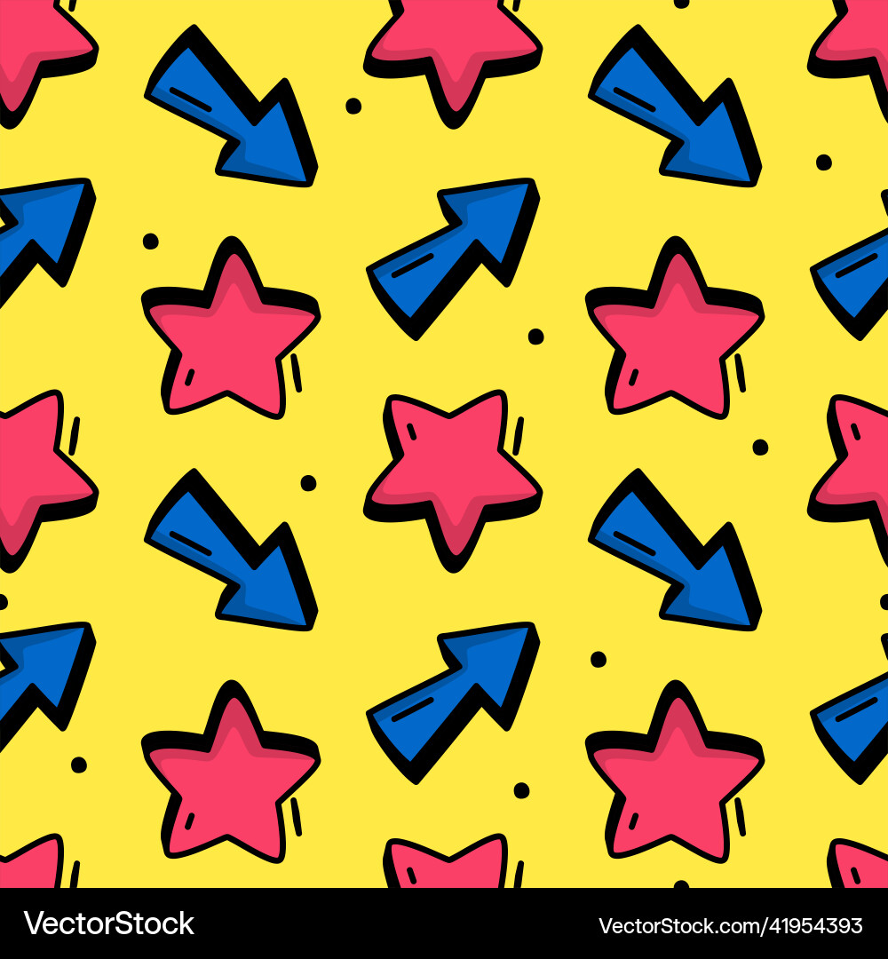 Retro style pattern stars on a yellow background Vector Image