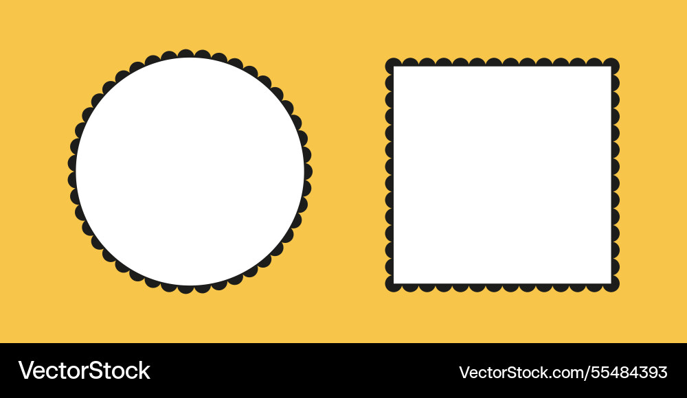 Scalloped frames rectangle ellipse shapes Scalloped frames rectangle ellipse shapes vector image