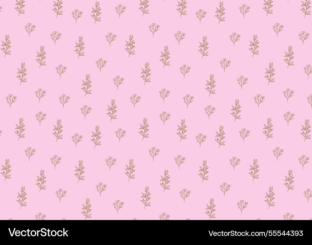 Seamless pattern in botany style pink background Vector Image