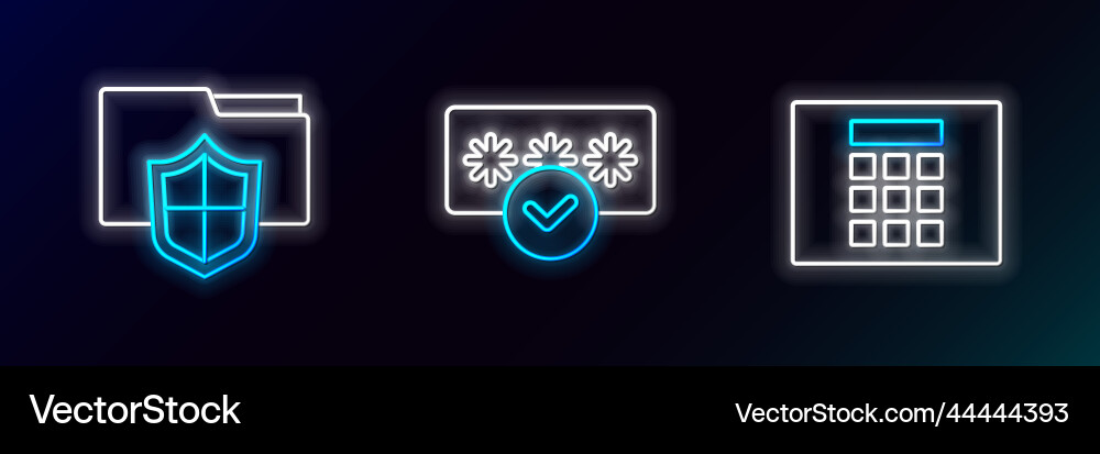 Set line password protection document folder Vector Image