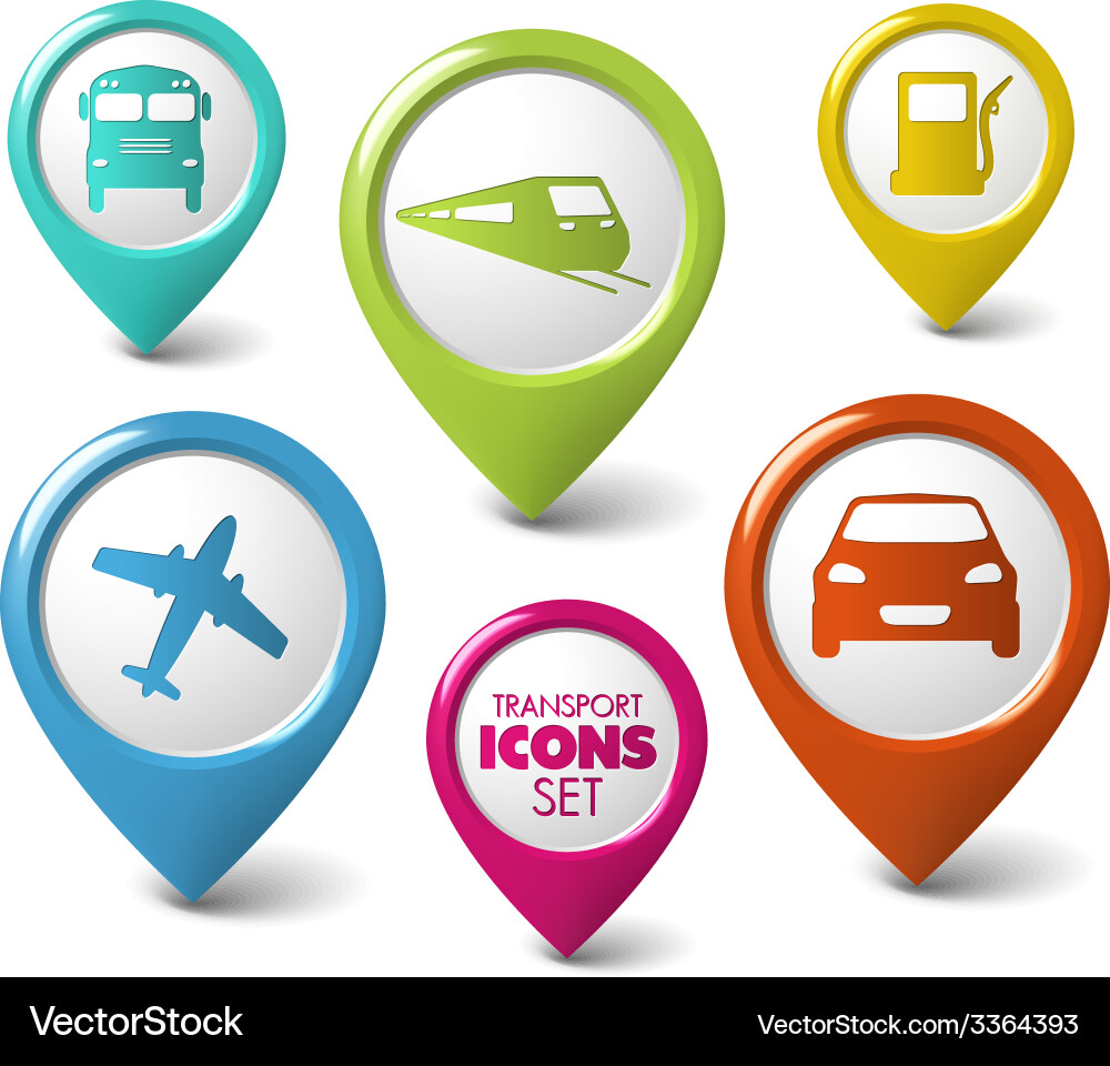 Set of round 3d transport pointers vector image