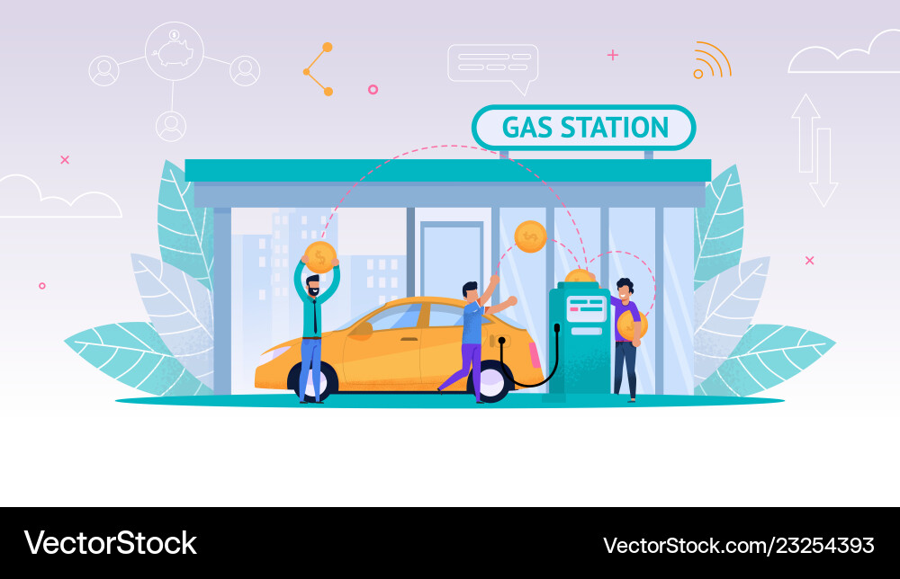 Tankwagen auf Tankstelle Tankwagen auf Tankstelle vektorbild