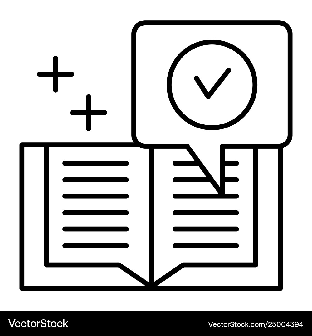 Checked notebook thin line icon verified notes Checked notebook thin line icon verified notes vector image