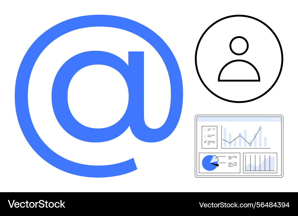 Digital communication with data analytics and user vector image