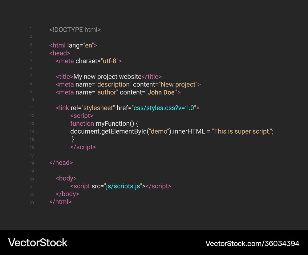 HTML Code Screen Development Background Vector Image