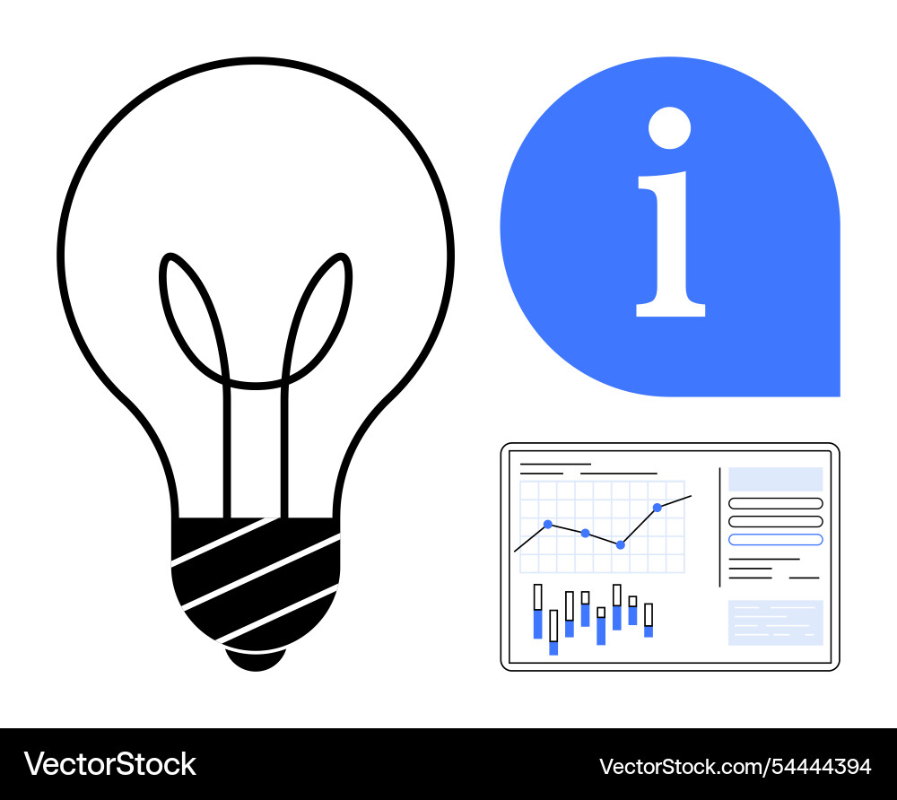 Light bulb with information icon and data Vector Image
