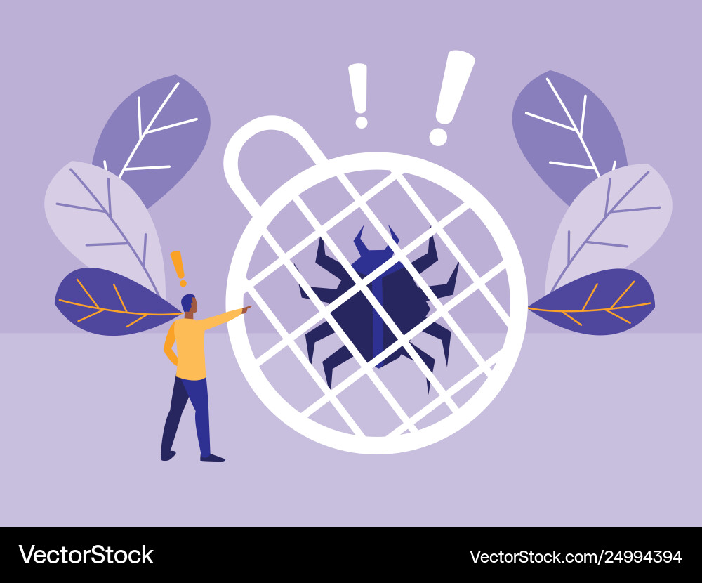 Man using bug animal with sphere planet Man using bug animal with sphere planet vector image