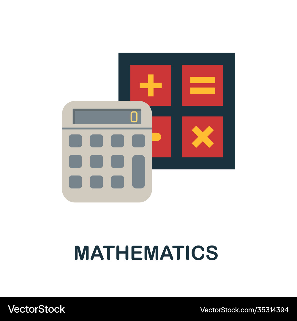 Mathematics flat icon color simple element from vector image