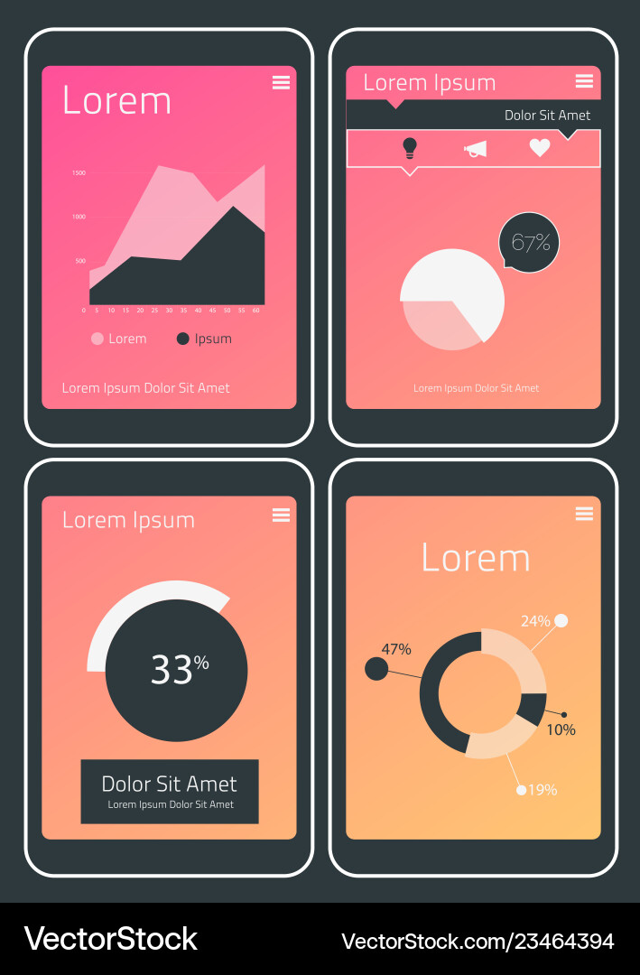 Mobile app ui chart and diagram screens mockup kit Mobile app ui chart and diagram screens mockup kit vector image