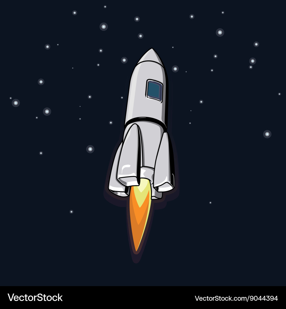 Outer space with a rocket Vector Image