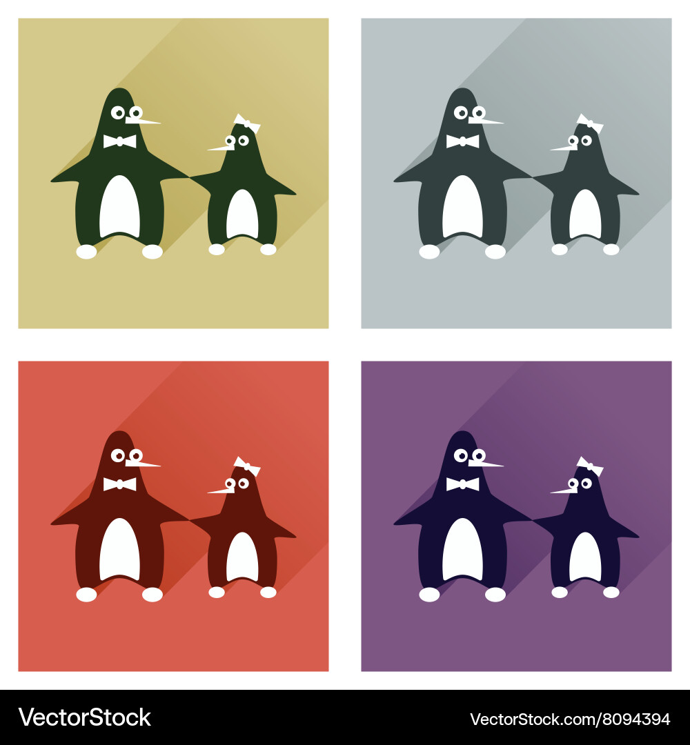 Set of flat web icons with long shadow pair vector image