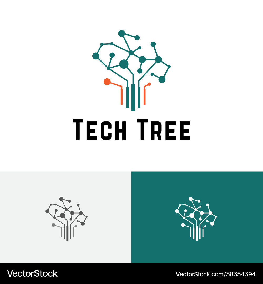 Technology tree smart science brain circuit Technology tree smart science brain circuit vector image