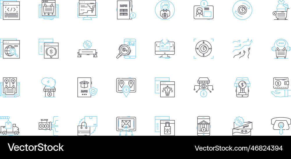 Trading platform linear icons set interface Trading platform linear icons set interface vector image