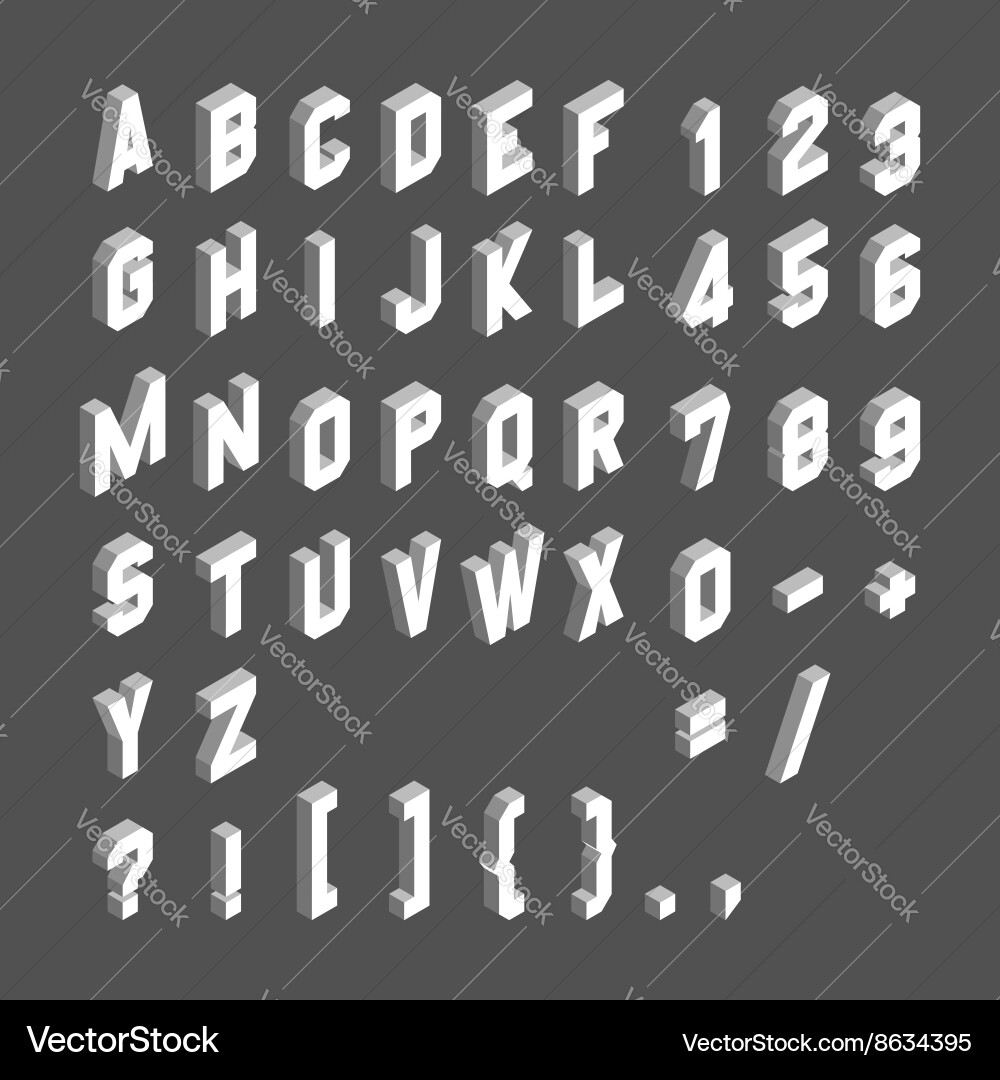 Alphabet set 3d design element Vector Image