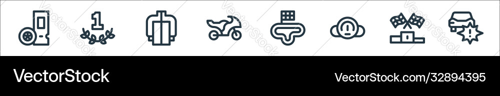 Auto racing line icons linear set quality Auto racing line icons linear set quality vector image
