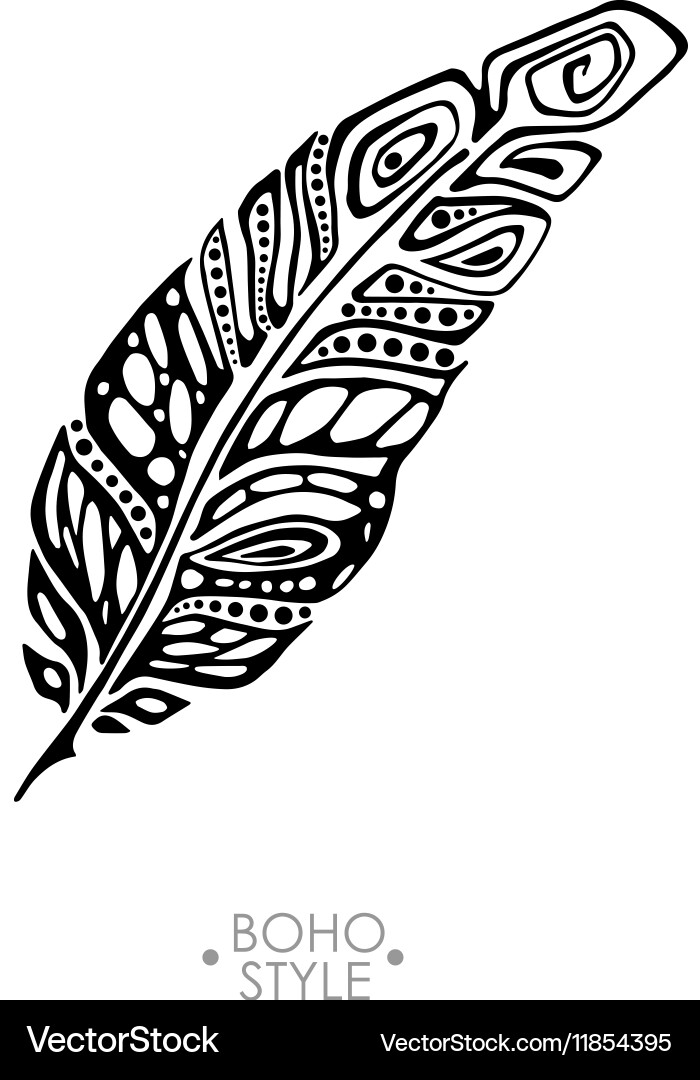 Boho Feather Motif Vector Image