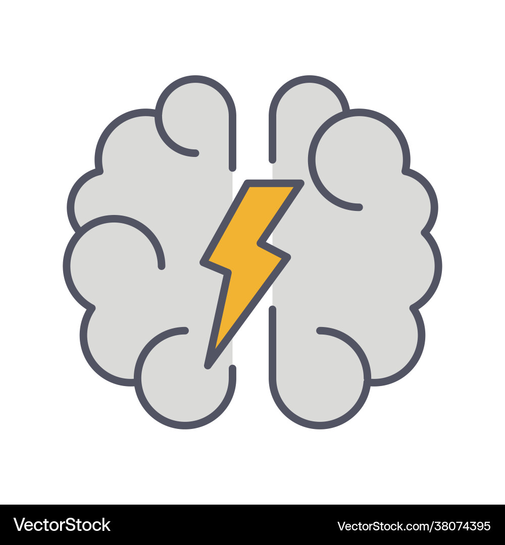 Brainstorm line icon lightning in brain Brainstorm line icon lightning in brain vector image
