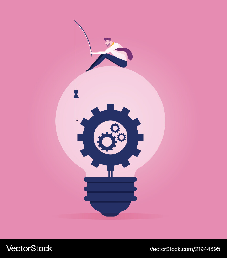 Businessman hacker fishing with unlocked Vector Image