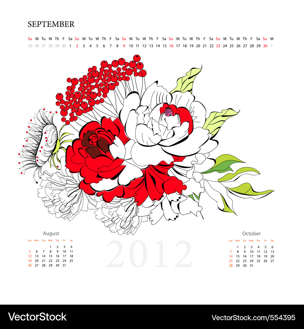 Calendar for 2012 september Vector Image