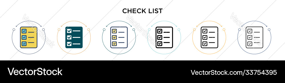 Check list icon in filled thin line outline vector image