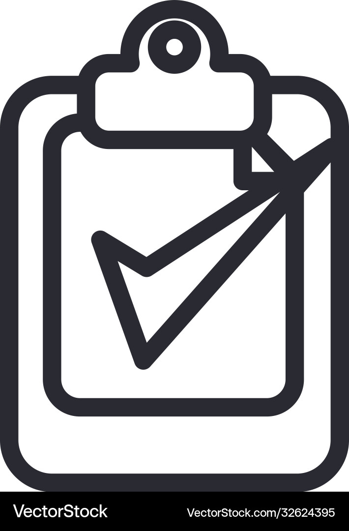 Check mark on document line style icon vector image