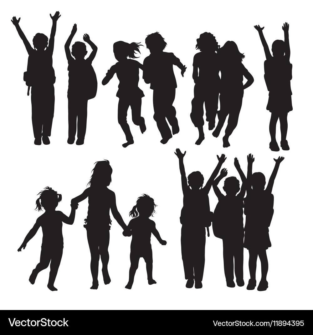 Children Silhouettes - Active Kids Vector Image