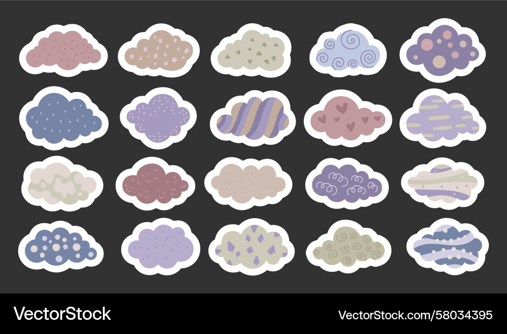Cloud set scandinavian soft floating shapes Vector Image