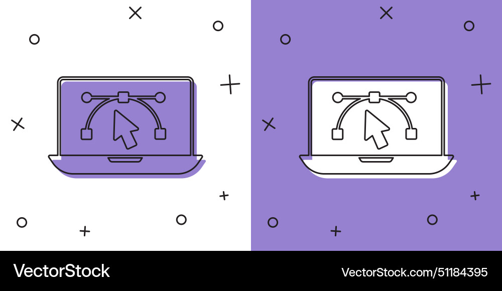 Computer-Display mit Design-Programm-Symbol einstellen Vektorbild