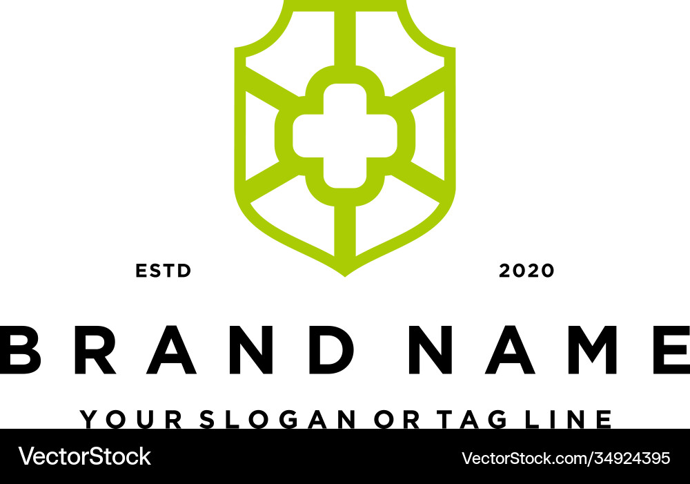 Cross shield medical colorful logo design Cross shield medical colorful logo design Vector Image