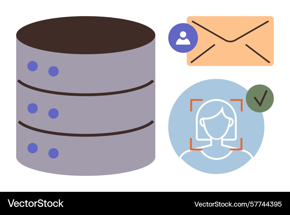 Data management and user authentication with email vector image