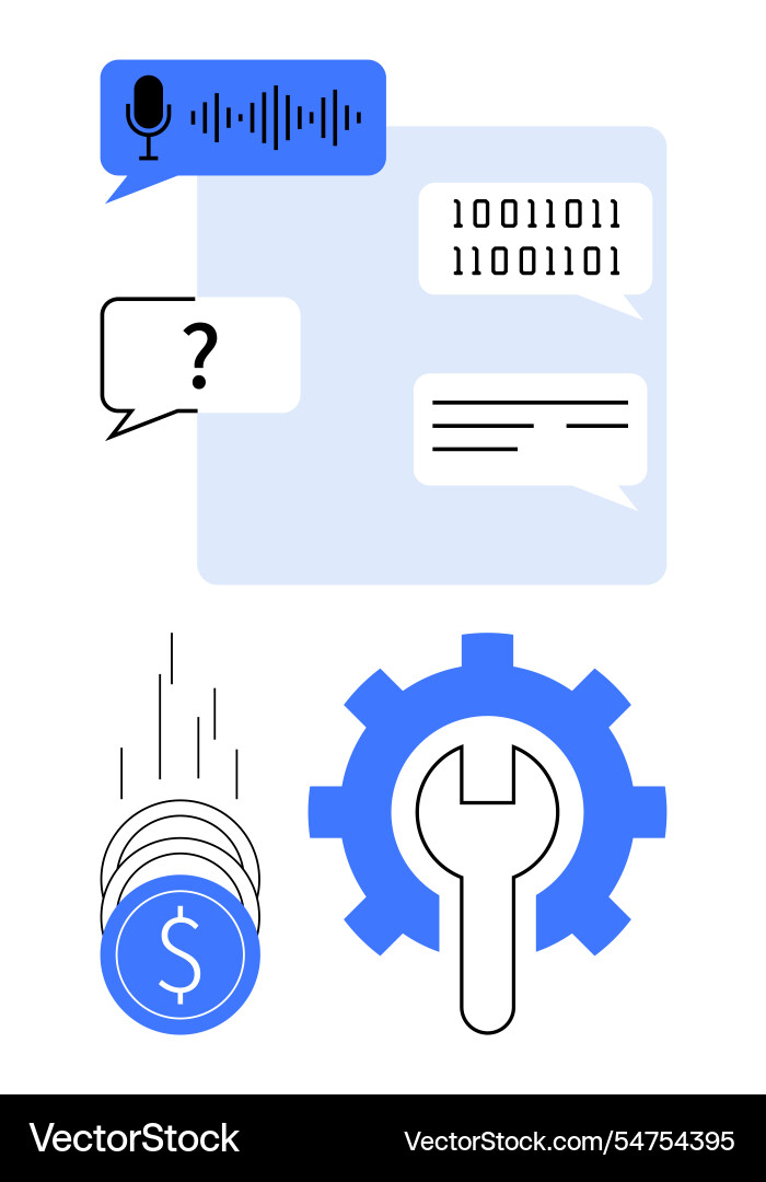 Digital communication tools with speech Digital communication tools with speech vector image