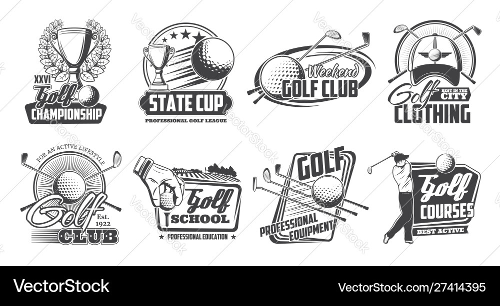 Golf Sport Icons - Club & Ball Vector Image