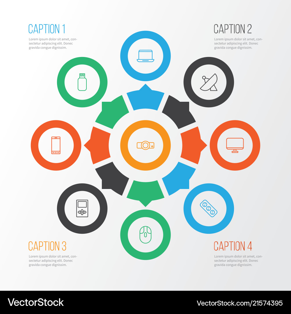 Hardware icons set with smartphone screen Hardware icons set with smartphone screen vector image