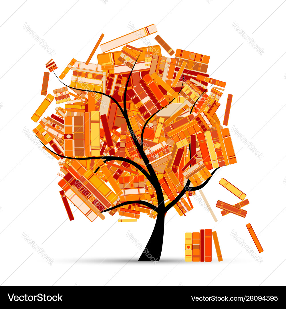 Library tree with books for your design autumn Library tree with books for your design autumn vector image