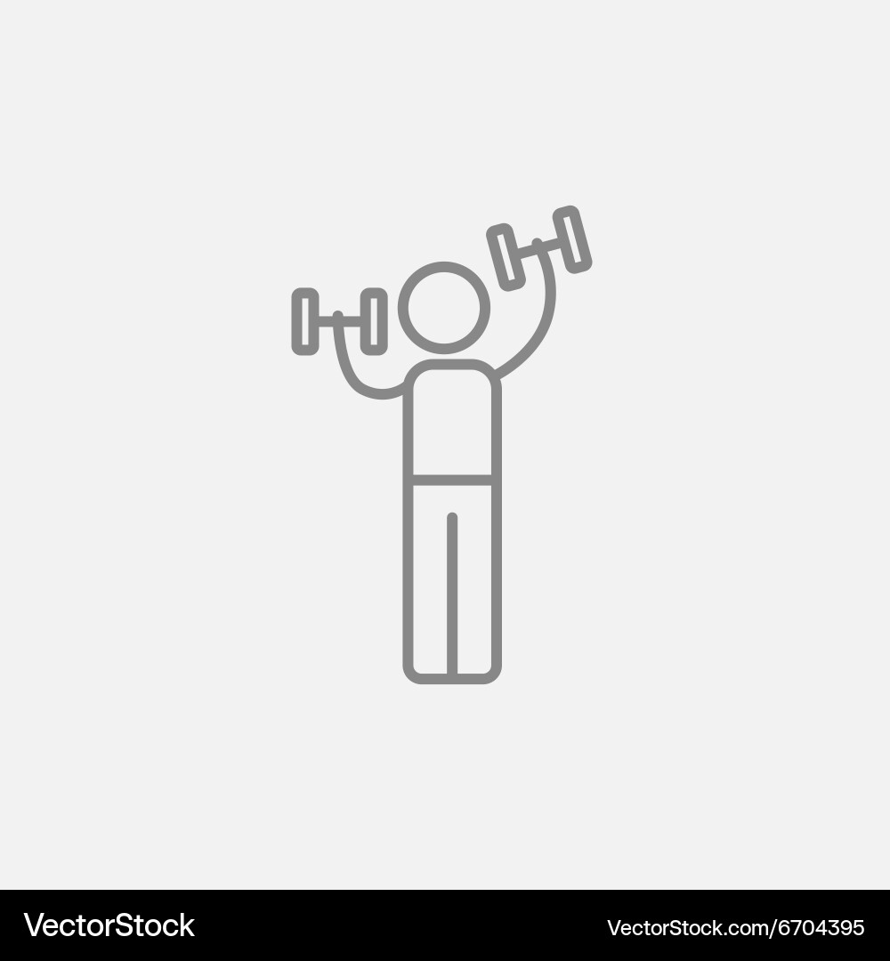 Man exercising with dumbbells line icon Vector Image