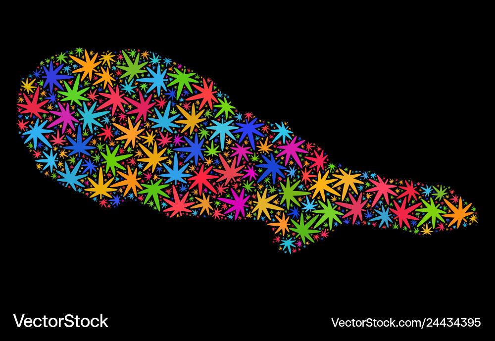 Mosaic pico island map of multi-colored hemp Mosaic pico island map of multi-colored hemp vector image