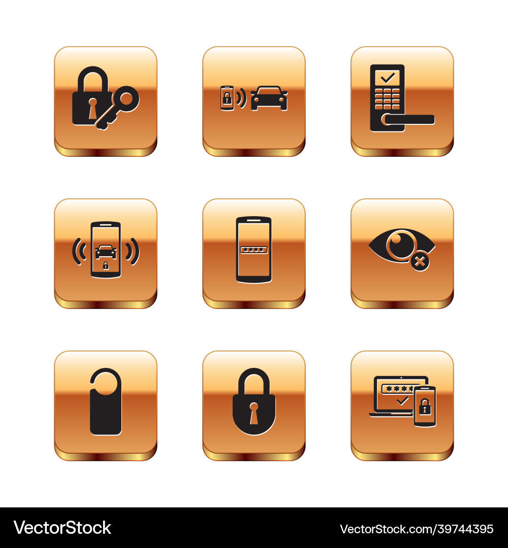 Set lock and key please do not disturb mobile Set lock and key please do not disturb mobile vector image