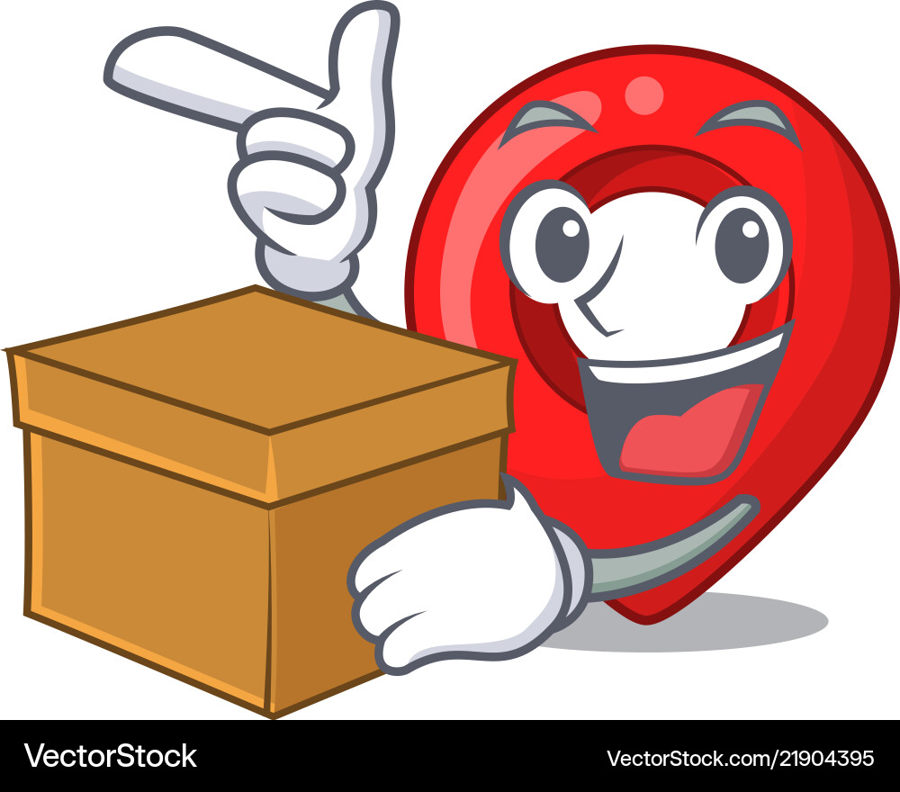 With box navigation pin location map character With box navigation pin location map character vector image