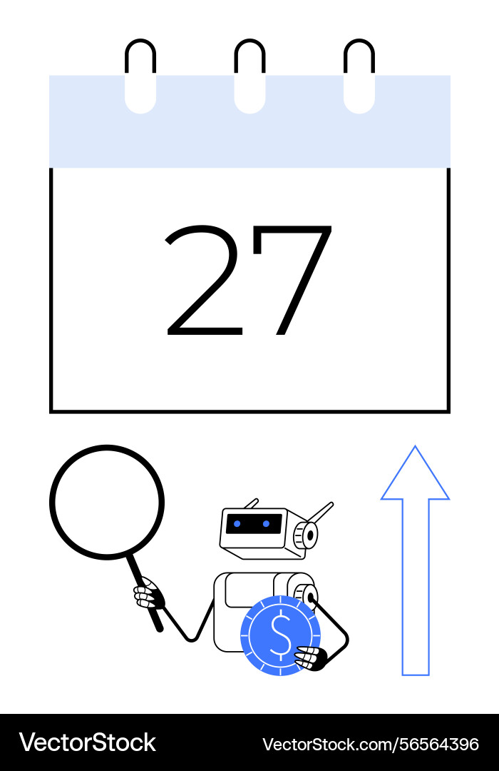 Ai robot analyzing finance with calendar date Ai robot analyzing finance with calendar date vector image