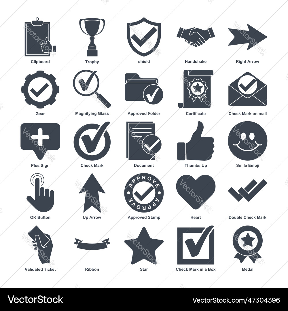 Approve elements set icon symbol template Approve elements set icon symbol template vector image