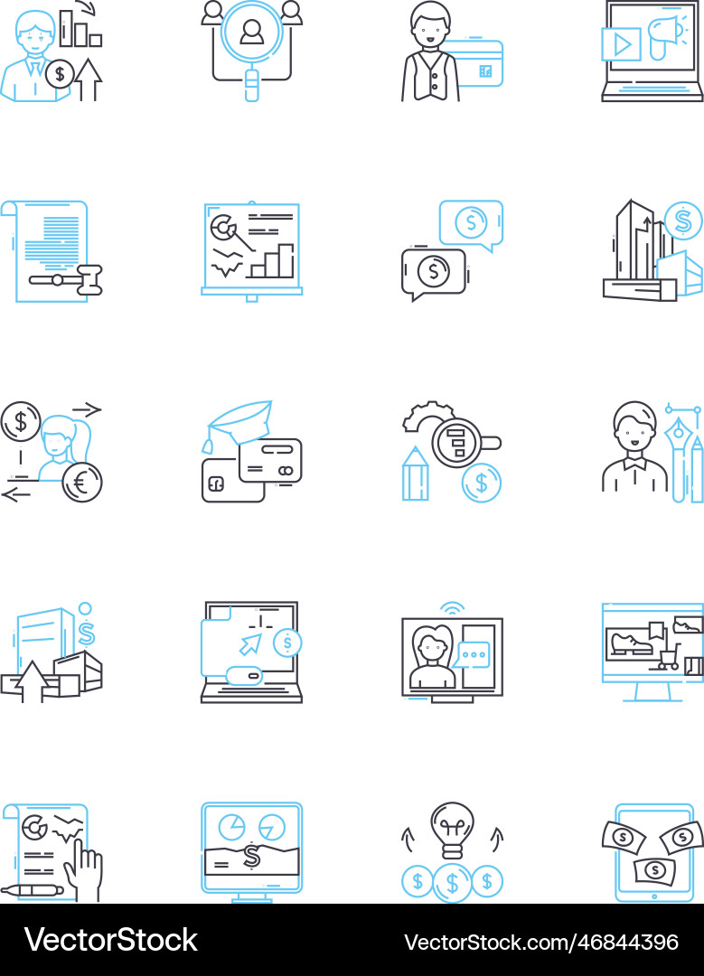 Asset control linear icons set inventory Asset control linear icons set inventory vector image