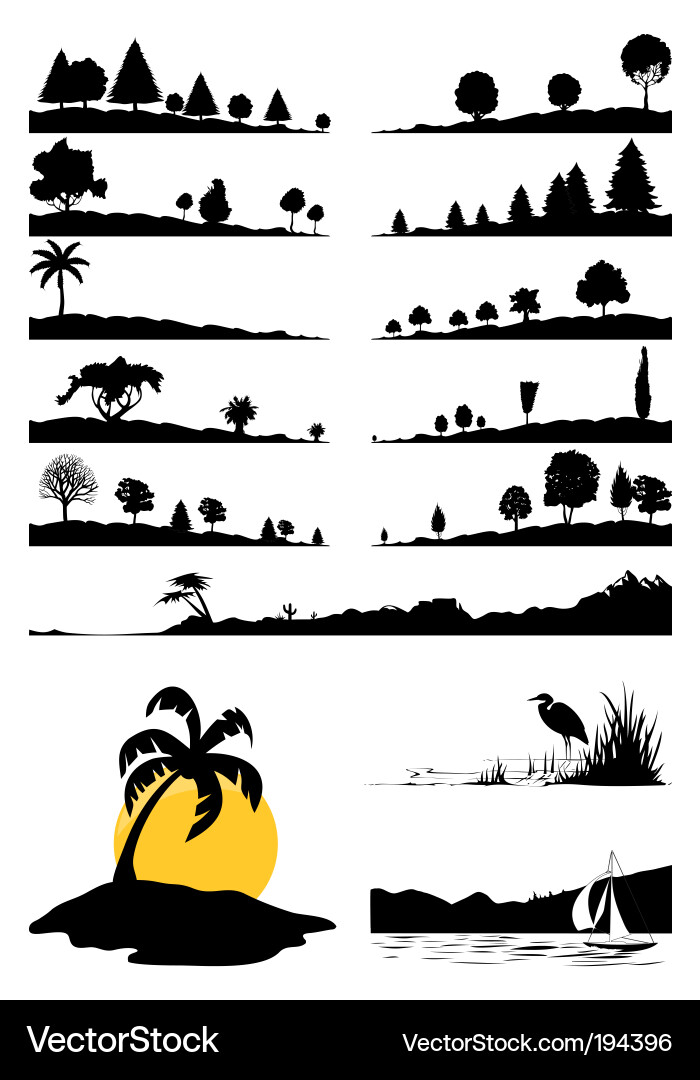 Black Tree Landscapes Vector Image