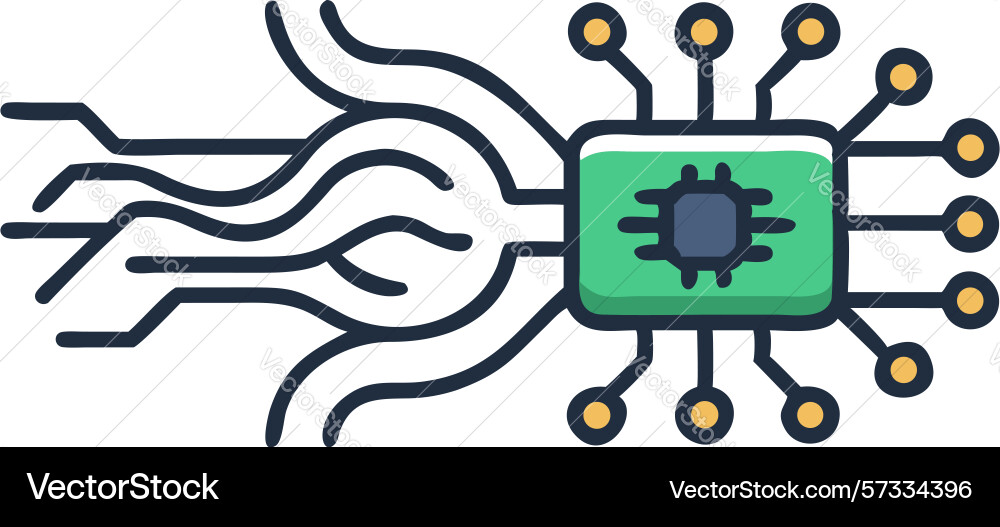 Circuit board brain chip icon for ai and robotics Vector Image