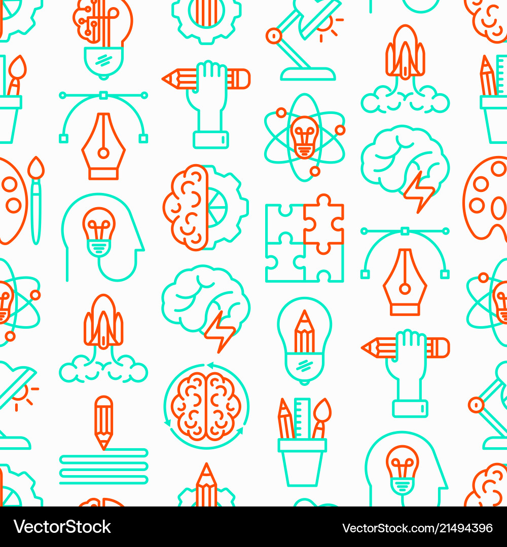 Creative seamless pattern with thin line icons Creative seamless pattern with thin line icons vector image