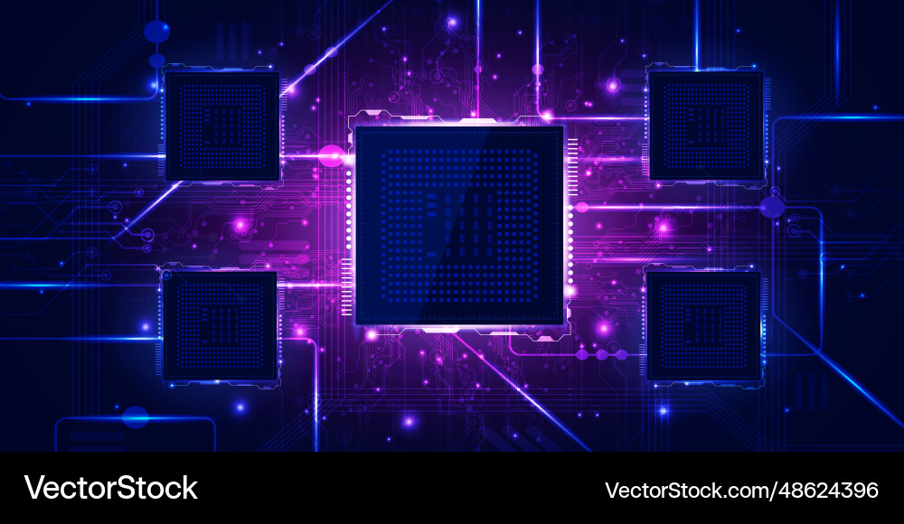 Digital technology cpu processor chip blue tech ai Digital technology cpu processor chip blue tech ai vector image