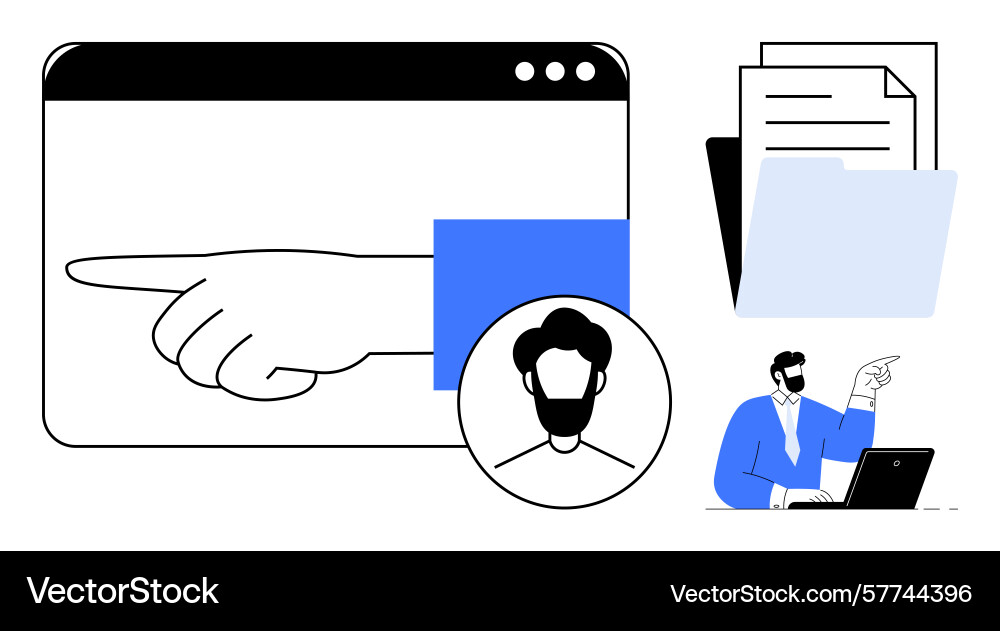 Digital workflow with user profile document Digital workflow with user profile document vector image