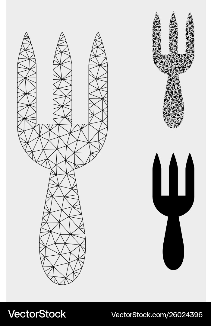 Fork mesh network model and triangle mosaic Fork mesh network model and triangle mosaic vector image