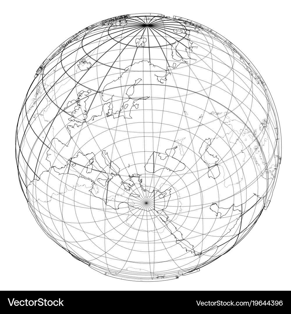 Globe contour rendering of 3d vector image